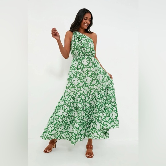 Tuckernuck Exclusive Charina Sarte Green Botanica Long Dress Medium EUC - Picture 3 of 6
